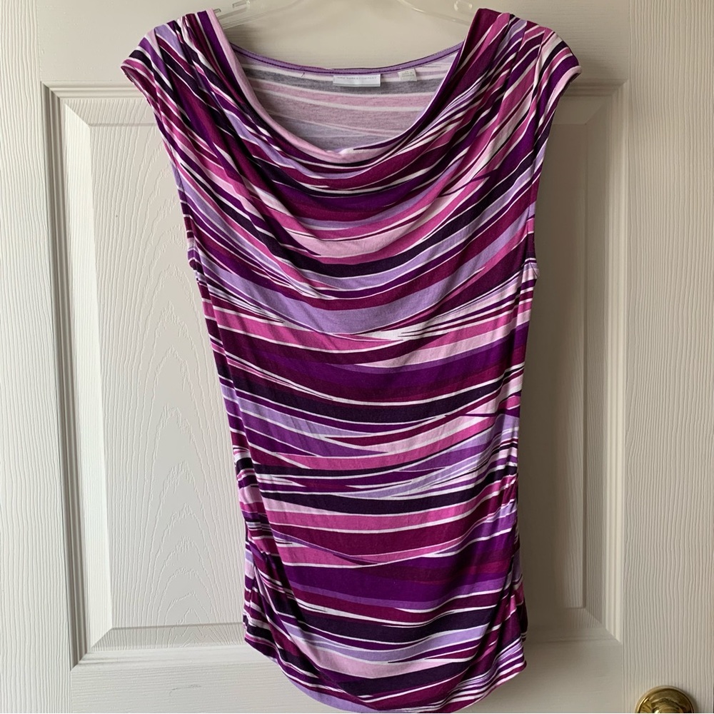 New York & Company purple stripe top size XS